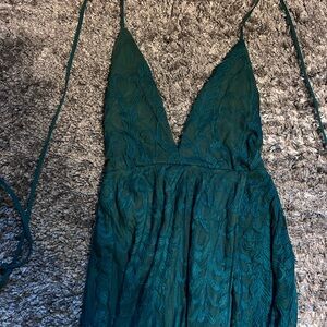 Elegant Teal Halter Dress